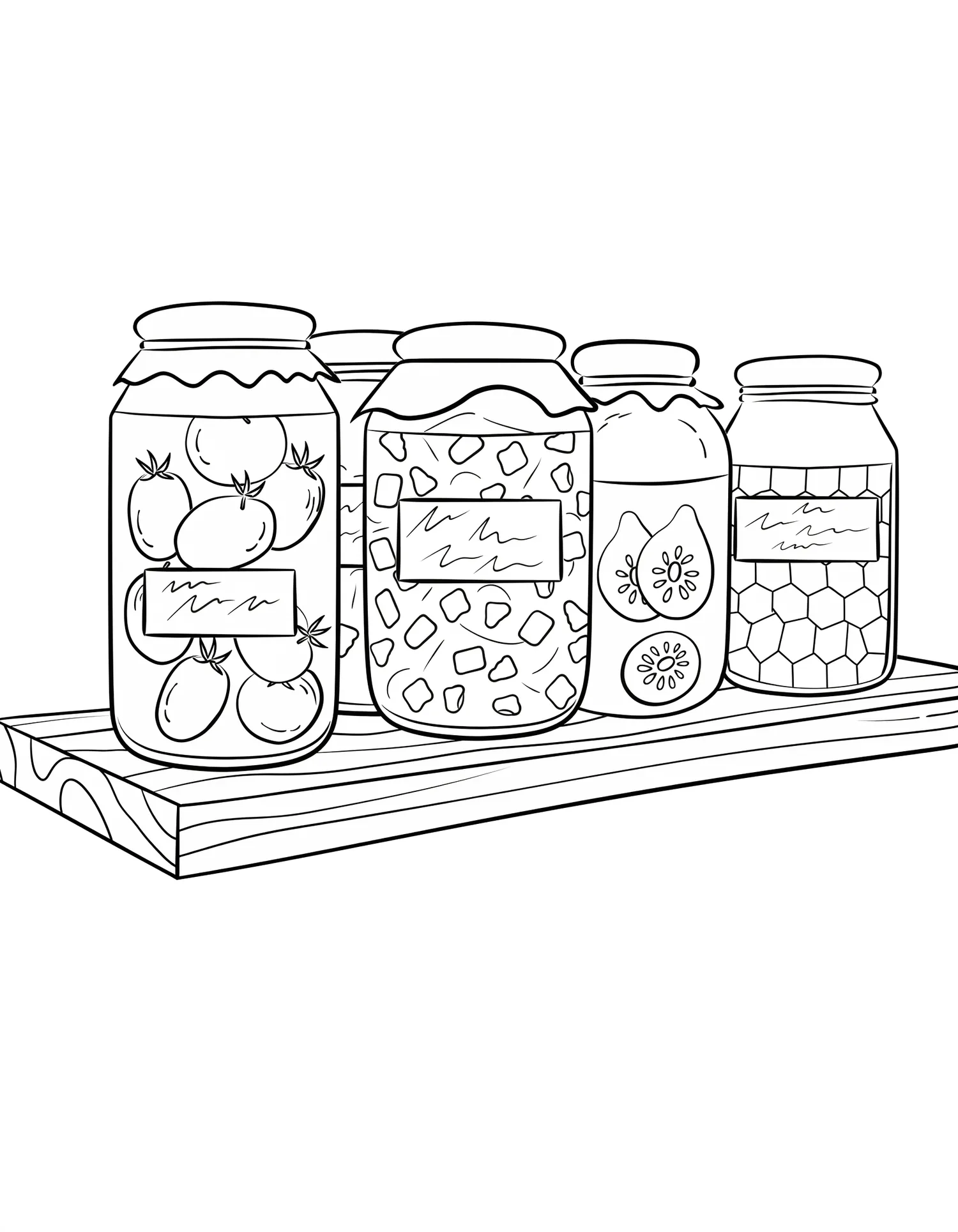 Conserverie Maison Bocaux Alignés, Coloriage cuisine à imprimer gratuitement